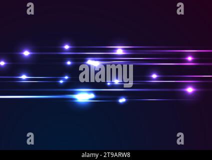 Blue and ultraviolet neon laser beam lines abstract background. Vector ...