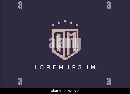 OM initial shield logo icon geometric style design inspiration Stock Vector