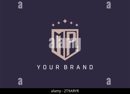 MP initial shield logo icon geometric style design inspiration Stock Vector