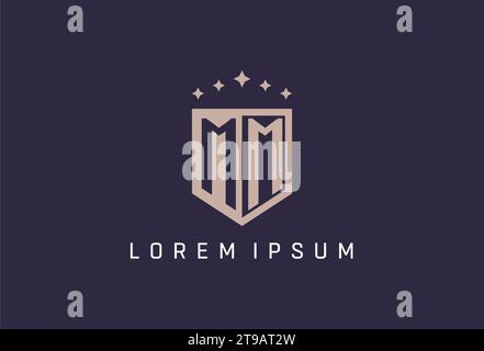 MM initial shield logo icon geometric style design inspiration Stock Vector