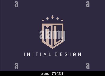 ML initial shield logo icon geometric style design inspiration Stock Vector