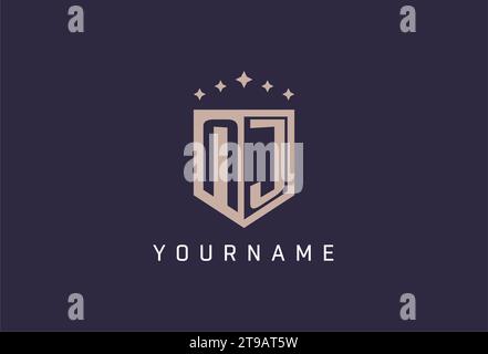 NJ initial shield logo icon geometric style design inspiration Stock Vector