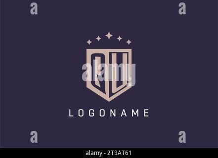 QU initial shield logo icon geometric style design inspiration Stock Vector