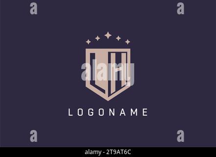 LH initial shield logo icon geometric style design inspiration Stock Vector
