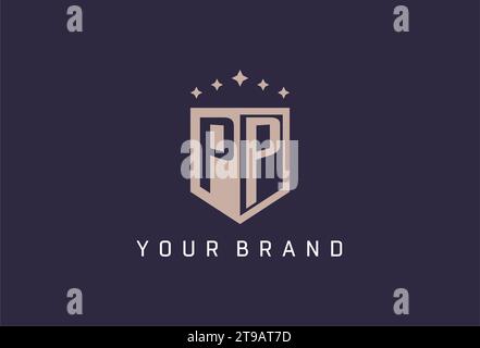 PP initial shield logo icon geometric style design inspiration Stock Vector