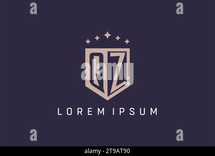 QZ initial shield logo icon geometric style design inspiration Stock Vector