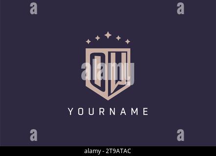 OW initial shield logo icon geometric style design inspiration Stock Vector