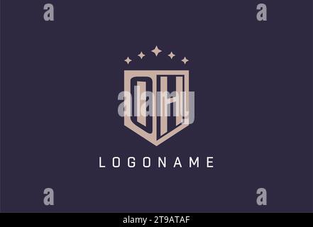 OH initial shield logo icon geometric style design inspiration Stock Vector