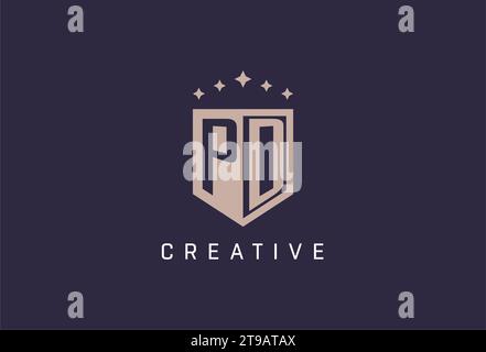 PD initial shield logo icon geometric style design inspiration Stock Vector