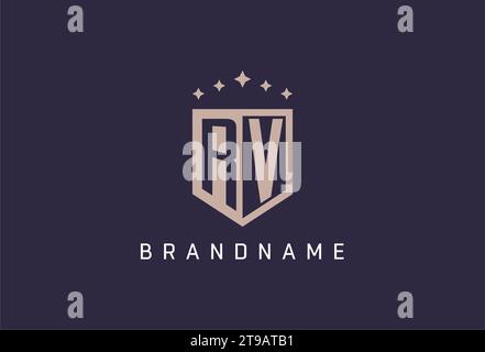 RV initial shield logo icon geometric style design inspiration Stock Vector