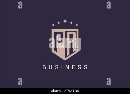 PR initial shield logo icon geometric style design inspiration Stock Vector