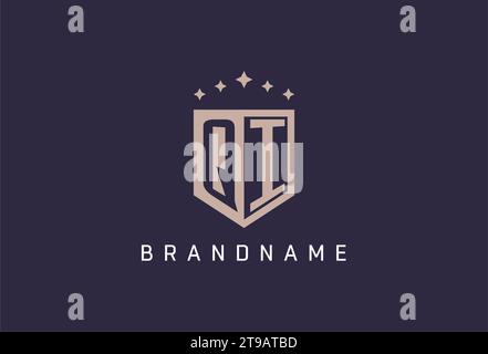 QI initial shield logo icon geometric style design inspiration Stock Vector