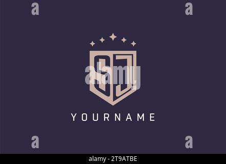 SJ initial shield logo icon geometric style design inspiration Stock Vector