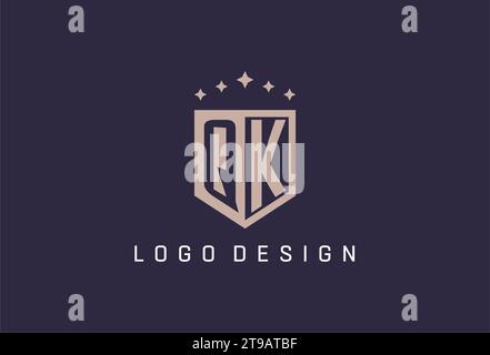 QK initial shield logo icon geometric style design inspiration Stock Vector