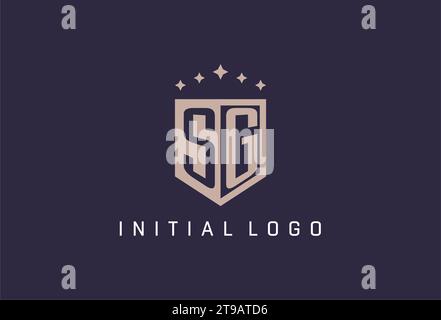 SG initial shield logo icon geometric style design inspiration Stock Vector