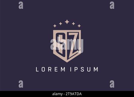SZ initial shield logo icon geometric style design inspiration Stock Vector