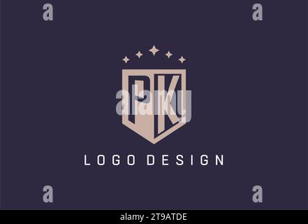 PK initial shield logo icon geometric style design inspiration Stock Vector