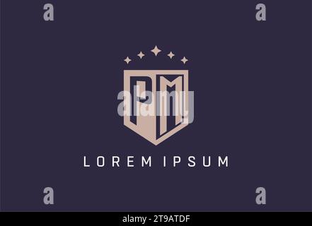 PM initial shield logo icon geometric style design inspiration Stock Vector