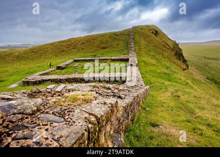 Milecastle 39 on Hadrian's Wall, in stormy weather Stock Photo