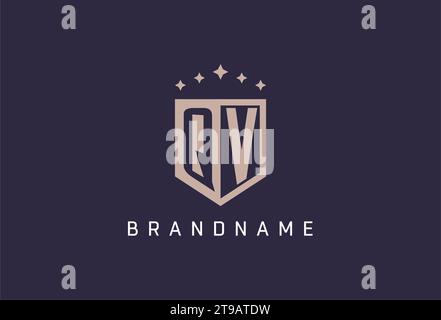 QV initial shield logo icon geometric style design inspiration Stock Vector