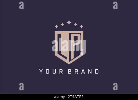 LP initial shield logo icon geometric style design inspiration Stock Vector