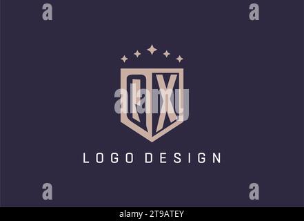 QX initial shield logo icon geometric style design inspiration Stock Vector