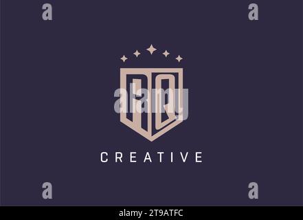 RQ initial shield logo icon geometric style design inspiration Stock Vector