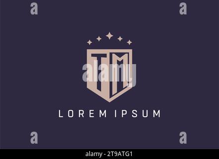 TM initial shield logo icon geometric style design inspiration Stock Vector