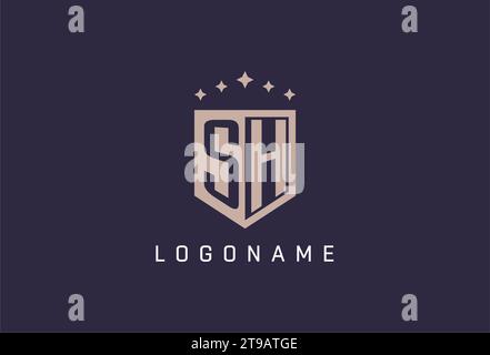 SH initial shield logo icon geometric style design inspiration Stock Vector