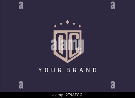 OC initial shield logo icon geometric style design inspiration Stock Vector