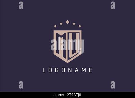MU initial shield logo icon geometric style design inspiration Stock Vector