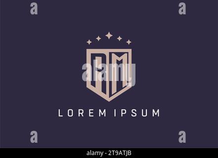 RM initial shield logo icon geometric style design inspiration Stock Vector