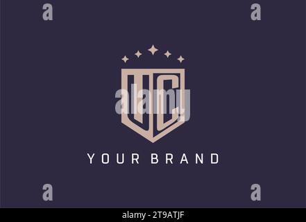 UC initial shield logo icon geometric style design inspiration Stock Vector