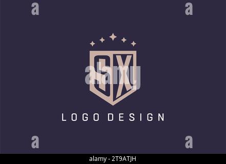 SX initial shield logo icon geometric style design inspiration Stock Vector