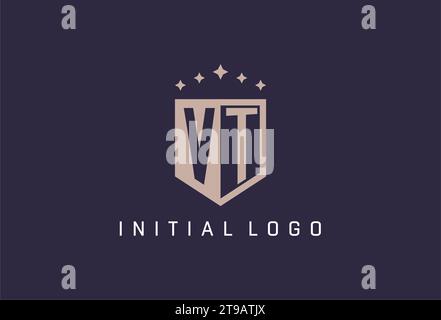 VT initial shield logo icon geometric style design inspiration Stock Vector