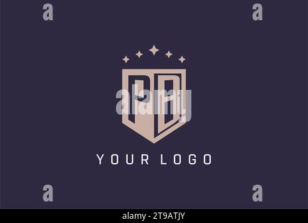 PB initial shield logo icon geometric style design inspiration Stock Vector