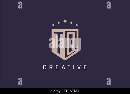 TQ initial shield logo icon geometric style design inspiration Stock Vector