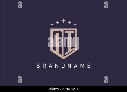 NI initial shield logo icon geometric style design inspiration Stock Vector