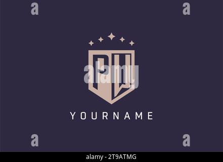 PW initial shield logo icon geometric style design inspiration Stock Vector