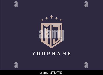 MJ initial shield logo icon geometric style design inspiration Stock Vector