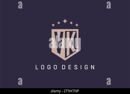 VK initial shield logo icon geometric style design inspiration Stock Vector
