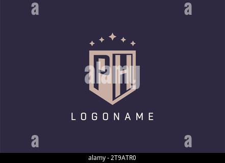 PH initial shield logo icon geometric style design inspiration Stock Vector