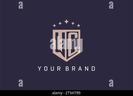 WC initial shield logo icon geometric style design inspiration Stock Vector