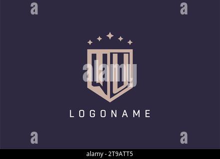 WU initial shield logo icon geometric style design inspiration Stock Vector