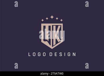 WK initial shield logo icon geometric style design inspiration Stock Vector