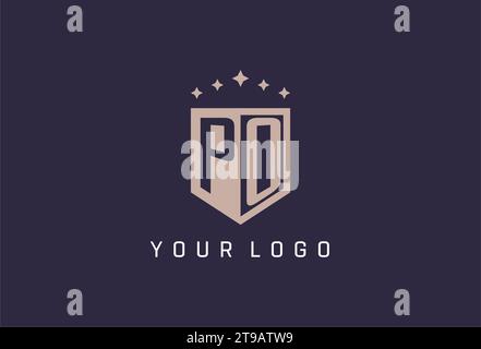 PO initial shield logo icon geometric style design inspiration Stock Vector