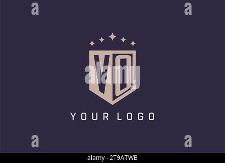 VO initial shield logo icon geometric style design inspiration Stock Vector