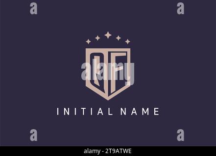 QF initial shield logo icon geometric style design inspiration Stock Vector