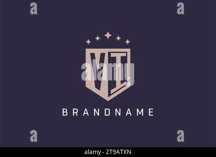 VI initial shield logo icon geometric style design inspiration Stock Vector