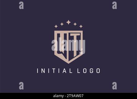 WT initial shield logo icon geometric style design inspiration Stock Vector